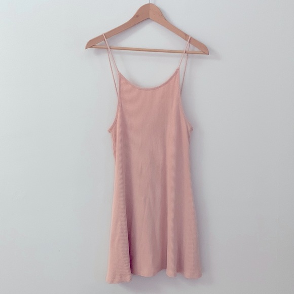 TOPSHOP Blush Pink Tank Low Back Mini Skater Dress - Picture 1 of 7